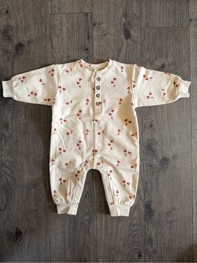 Quincy Mae Cream One-Piece Bodysuit with Rust Heart Print